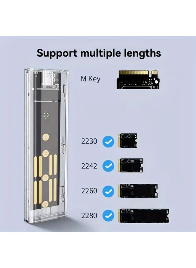 1PC NVME M2 SSD Enclosure Case Transparent External Hard Drive Housing PCIe 3 4 5 - Image 4