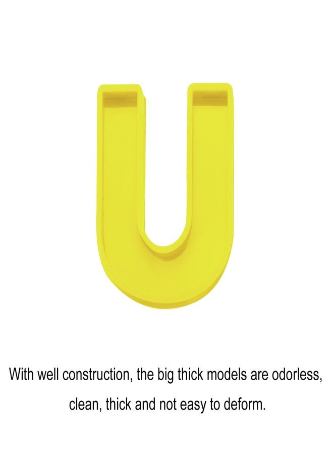 MECCANIXITY 4 Inch Large 3D Alphabet Letter Mold, Silicone Resin Letter Mold for Epoxy Resin Art DIY Crafts Decoration U Yellow - Image 3