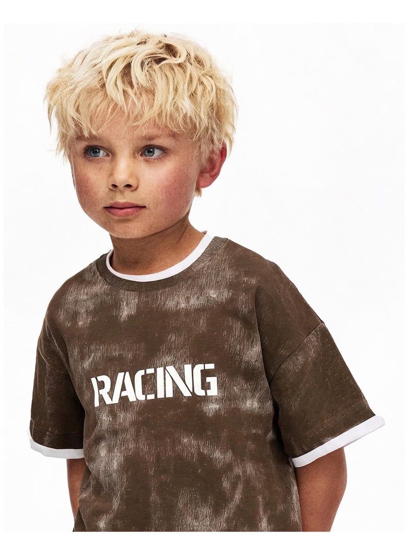 Andora Boys Tie-Dye Slip On Casual Tee - Brown - Image 2