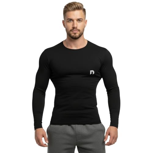 NEVER LOSE Compression Swimming Tshirt Full Sleevs for Men (X-Large, Black) - Image 1
