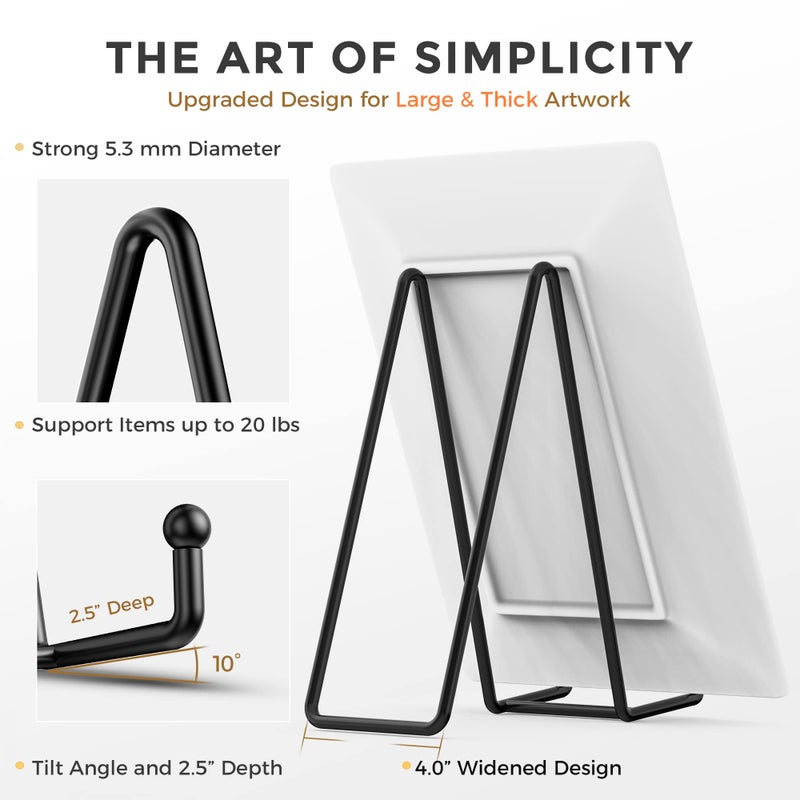 TRLife TR-LIFE 10 Inch Large Plate Stands for Display - Metal Plate Holder Display Stand + Picture Frame Holder Stand + Small Easels for Decorative Platter, Book, Plaques, Photo, Tabletop Art (2 Pack) - Image 3