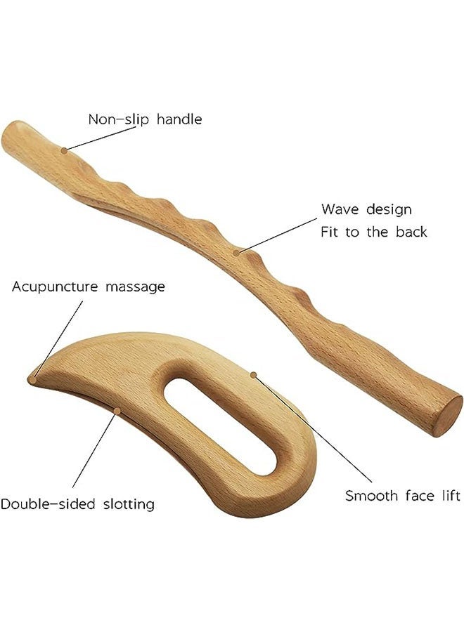 كابتن تيك قطعتان من أدوات تدليك غوا شا الخشبية، أدوات التدليك الخشبية تتضمن أدوات تدليك العلاج الخشبي، أداة التصريف اللمفاوي، أداة غواشا الخشبية لمكافحة السيلوليت، العلاج الصناعي، هدية مثالية لأصدقائك - Image 5