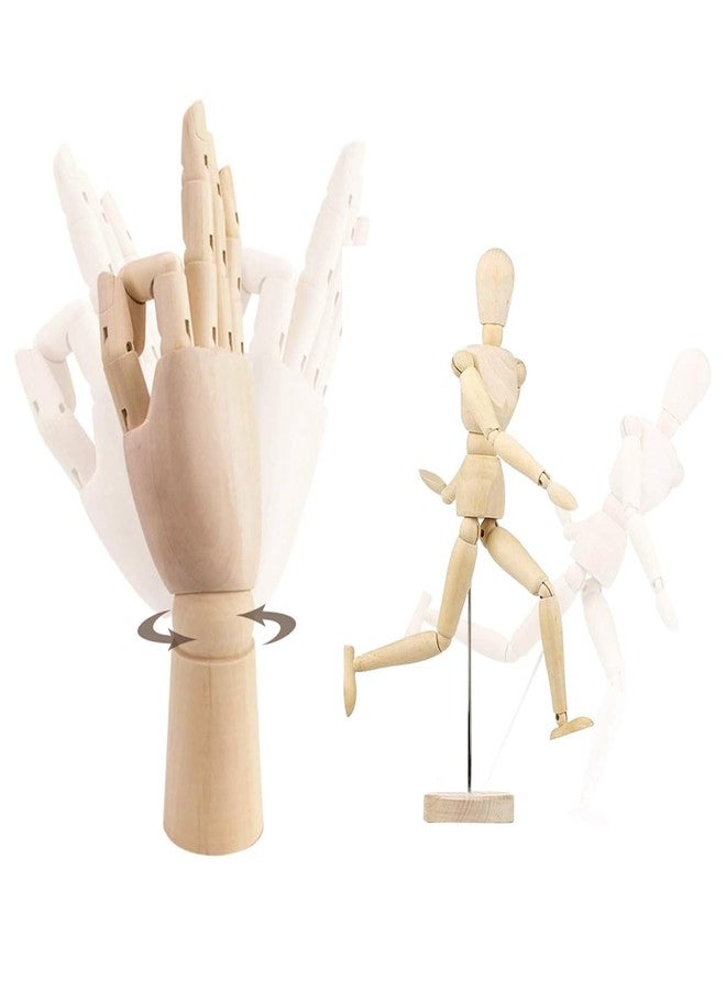 Haniforever 2-Pack 12" Art Drawing Hand Model,8" Artist Wooden Mannequin Figure Human People Dolls Manikin Supplies Stop Motion Figure Kit,Wooden Tools Posable Figure for Drawing,Painting,Sketching - Image 5