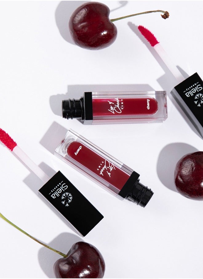Siella Beauty Lip and cheek tint Cherry Nourishes Hydrates Dry Chapped Lips, Blush for Women  Made In Italy  - Image 4