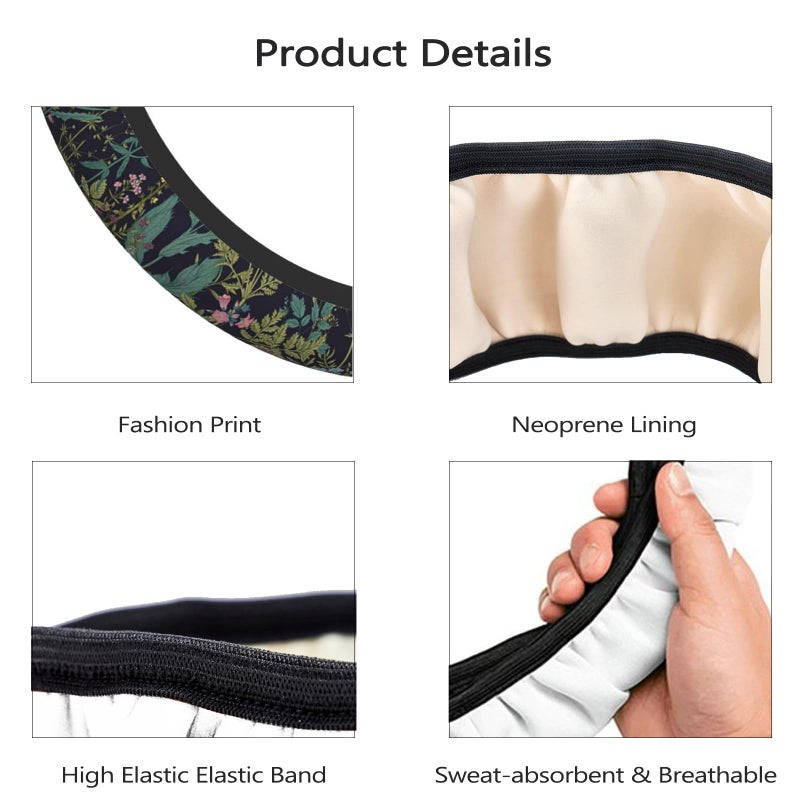 FJyuanqi Vintage Daisy Leaves Flowers Steering Wheel Cover for Women, Anti-Slip Elastic Breathable Soft Rubber Car Steering Wheel Protective Cover, Universal 15 Inch Fit for Cars, Auto, SUVs - Image 3