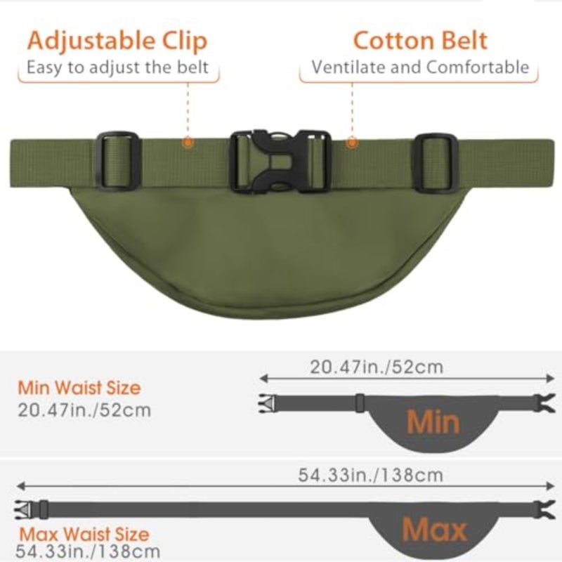 Large Fanny Pack for Women Men - Waist bag with 3-Zipper Pockets, Gifts for Enjoy Sports Traveling Workout Casual Hands-Free crossbody bags Fits MAX 7.9'' iPad and 6.6'' Phone - Image 5