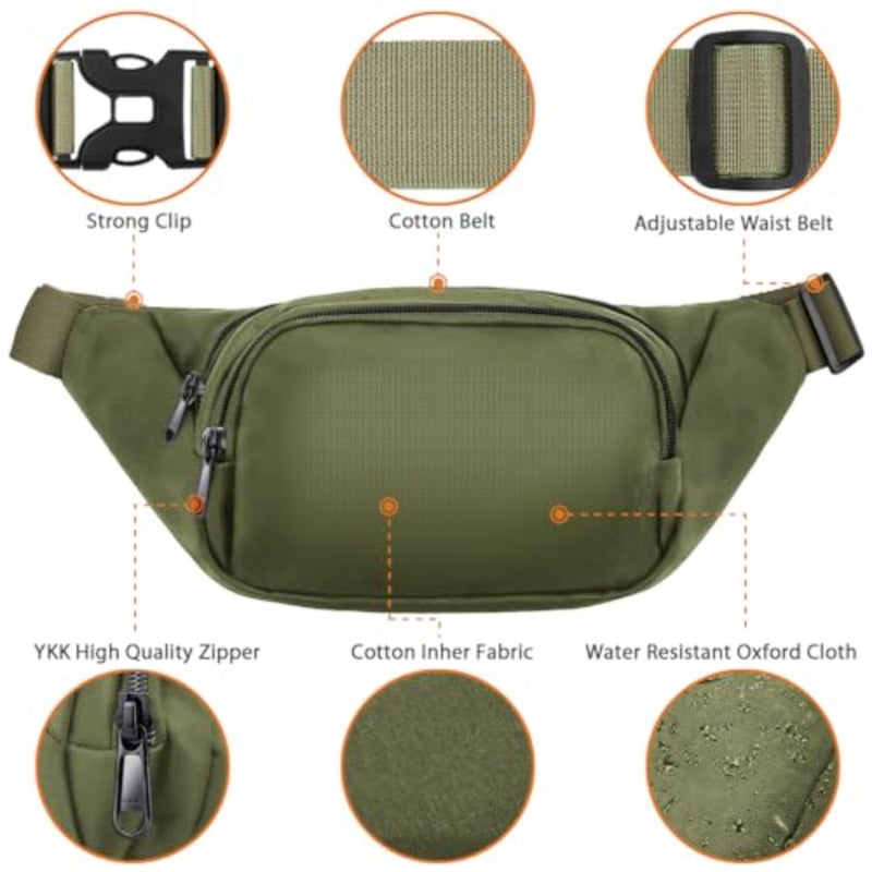 Large Fanny Pack for Women Men - Waist bag with 3-Zipper Pockets, Gifts for Enjoy Sports Traveling Workout Casual Hands-Free crossbody bags Fits MAX 7.9'' iPad and 6.6'' Phone - Image 4