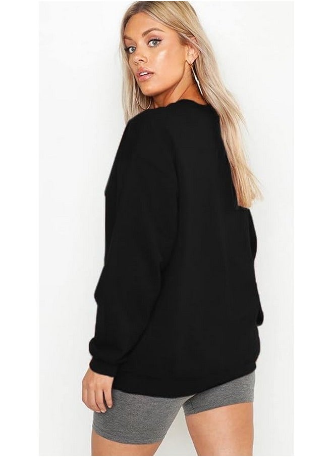 LEOTUDE - LEOTUDE Women's Loop Knit Oversized Round Neck Loose Fit Sweatshirt (GRLW11RED_P_Black1_XL) - Image 1