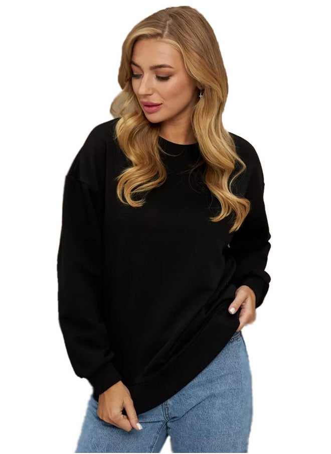 LEOTUDE - LEOTUDE Women's Loop Knit Oversized Round Neck Loose Fit Sweatshirt (GRLW11RED_P_Black1_XL) - Image 1