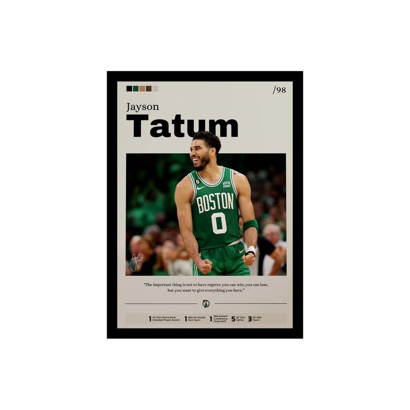 BLINKART BLINAKRT Jayson Tatum NBA BasketBall Player Synthetic Wood Photo Framed Wall Hanging Poster For Room Office Bedroom Living Boys and Girl Room Home Wall Hanging13 10 Inches  - Image 1