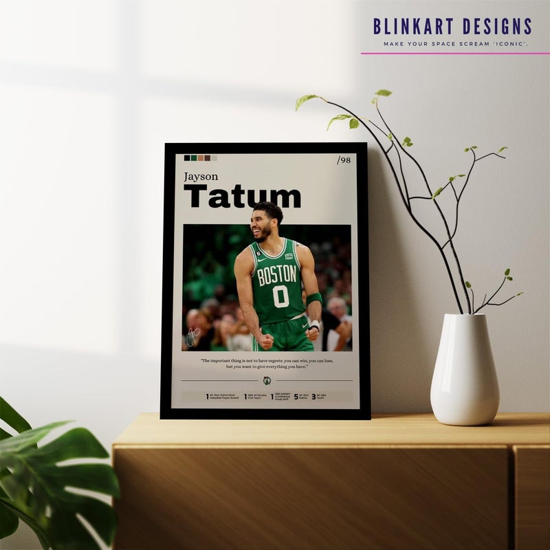 BLINKART BLINAKRT Jayson Tatum NBA BasketBall Player Synthetic Wood Photo Framed Wall Hanging Poster For Room Office Bedroom Living Boys and Girl Room Home Wall Hanging13 10 Inches  - Image 3