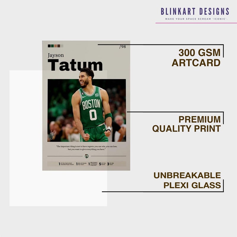 BLINKART BLINAKRT Jayson Tatum NBA BasketBall Player Synthetic Wood Photo Framed Wall Hanging Poster For Room Office Bedroom Living Boys and Girl Room Home Wall Hanging13 10 Inches  - Image 4