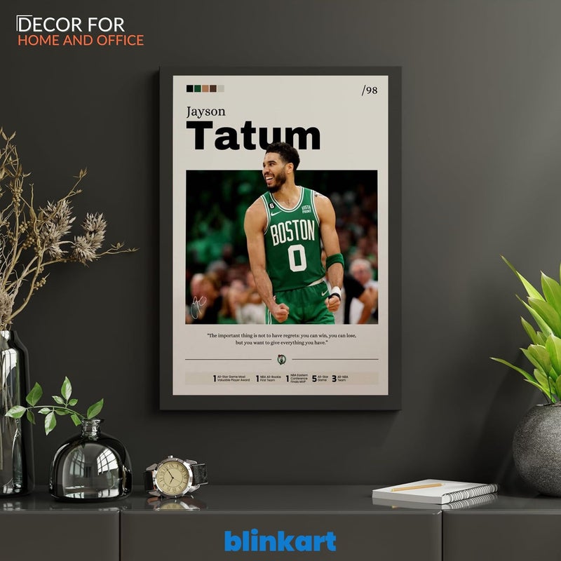 BLINKART BLINAKRT Jayson Tatum NBA BasketBall Player Synthetic Wood Photo Framed Wall Hanging Poster For Room Office Bedroom Living Boys and Girl Room Home Wall Hanging13 10 Inches  - Image 5