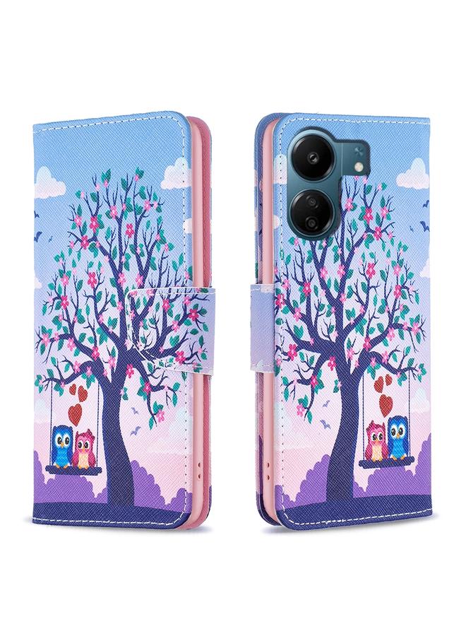 The Bros Case For Xiaomi Redmi 13C Colored Drawing Pattern Leather Phone Case