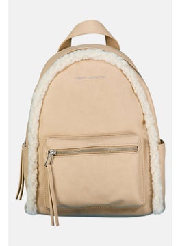 French Connection Women Snowman Sherpa Backpack 31 H x 25 L x 13 W cm, Beige  - Image 1