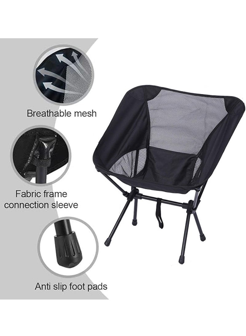 Generic Folding Camping Chair Camping Portable Moon Chair Beach Chair 600d Oxford Cloth Durable Aluminum Alloy Frame Easy to Store and Carry Suitable for Hiking Gardening Beach Picnics (Small Size Black)  - Image 5