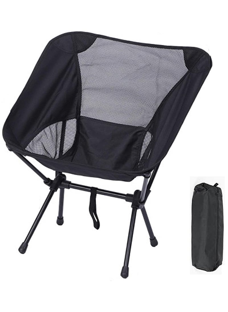 Generic Folding Camping Chair Camping Portable Moon Chair Beach Chair 600d Oxford Cloth Durable Aluminum Alloy Frame Easy to Store and Carry Suitable for Hiking Gardening Beach Picnics (Small Size Black)  - Image 1