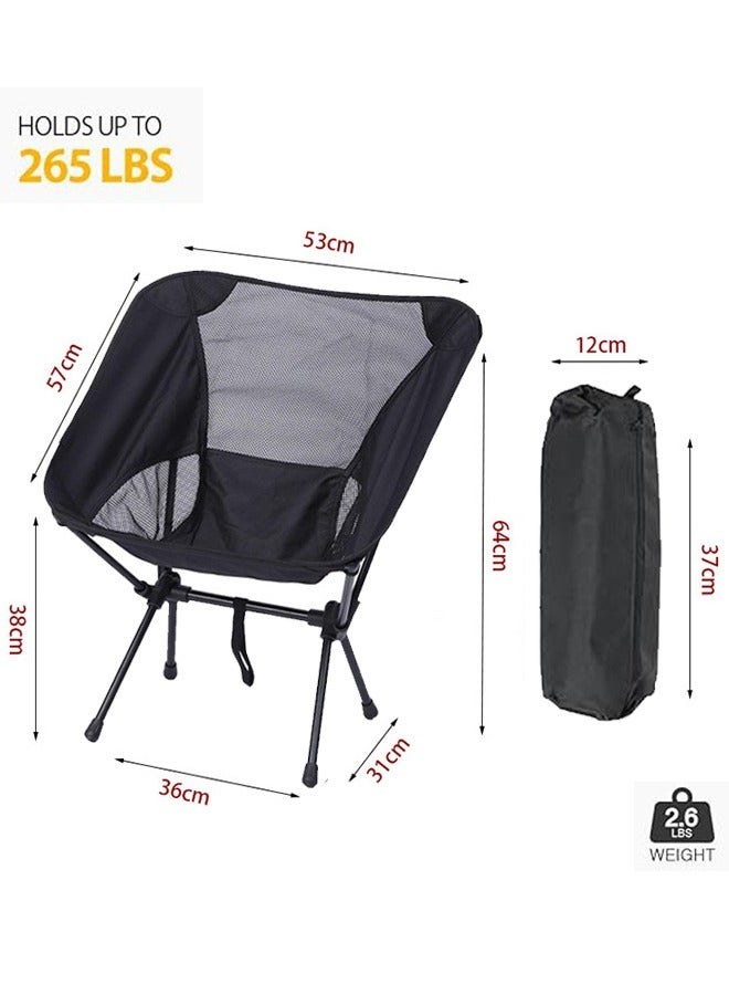 Generic Folding Camping Chair Camping Portable Moon Chair Beach Chair 600d Oxford Cloth Durable Aluminum Alloy Frame Easy to Store and Carry Suitable for Hiking Gardening Beach Picnics (Small Size Black)  - Image 3