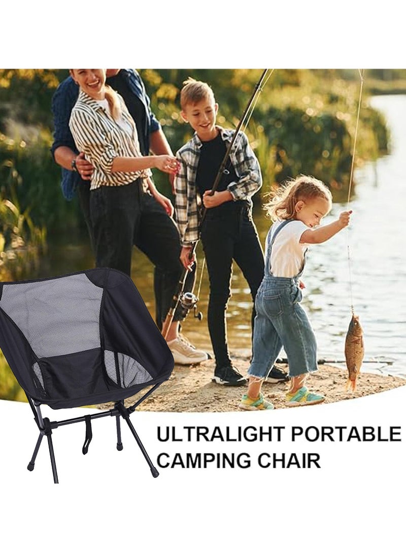 Generic Folding Camping Chair Camping Portable Moon Chair Beach Chair 600d Oxford Cloth Durable Aluminum Alloy Frame Easy to Store and Carry Suitable for Hiking Gardening Beach Picnics (Small Size Black)  - Image 4