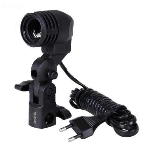 SHOPEE Photography Photo Light Lamp Bulb Single Holder E27 Socket Bracket Studio EU Plug, Black, Pack of 1 - Image 1
