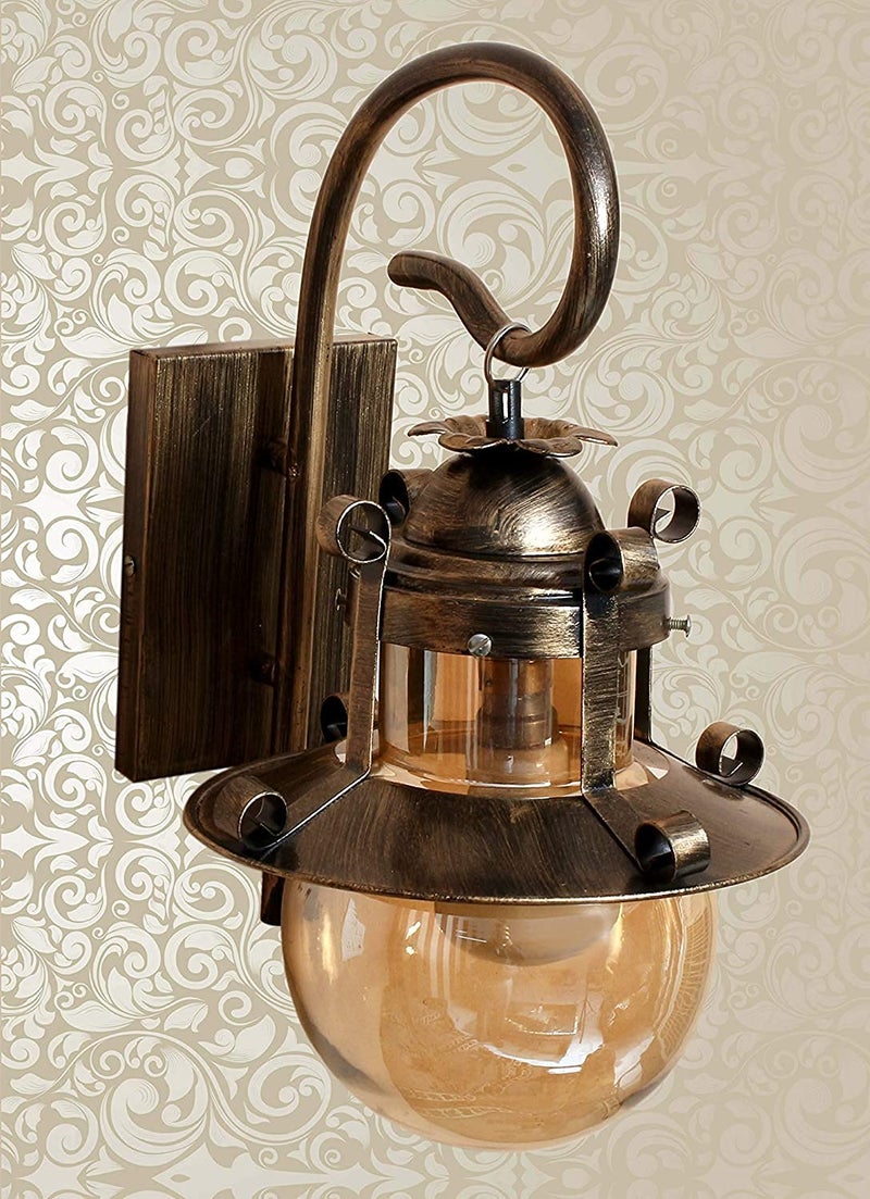 SVDK Golden Antique Style Metal and Glass Wall Light Lamp Pack of 2 Bulb Not Included - Image 4