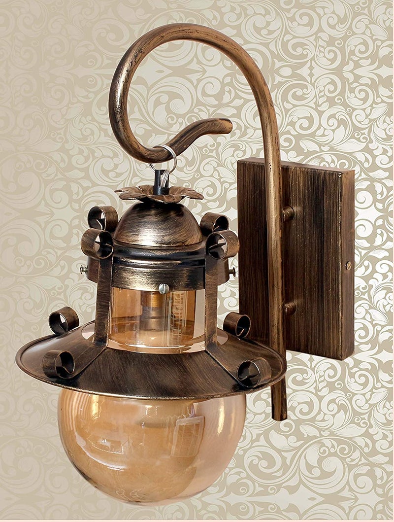 SVDK Golden Antique Style Metal and Glass Wall Light Lamp Pack of 2 Bulb Not Included - Image 5