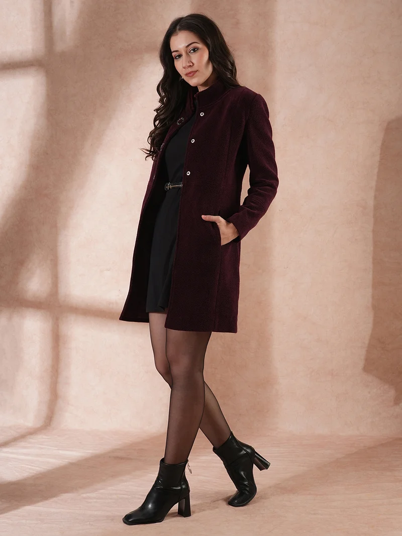 جلو باص Women Tailored Fit Single-Breasted Winter Wear Overcoat