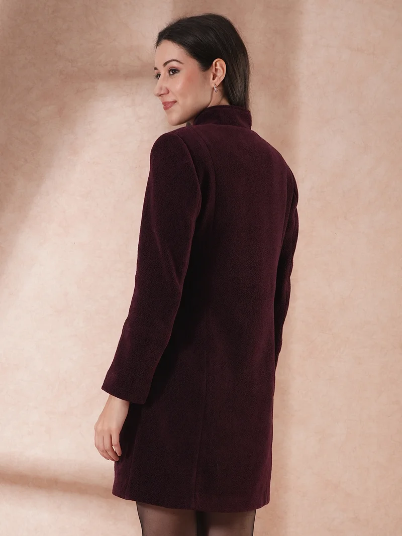 جلو باص Women Tailored Fit Single-Breasted Winter Wear Overcoat