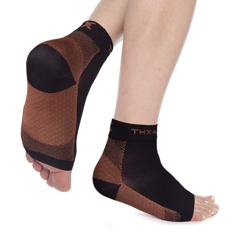 THX4COPPER Compression Recovery Foot Sleeves for Men Women Copper Infused Plantar Fasciitis Socks for Arch Pain Reduce Swelling Heel Spurs Ankle Sleeve with Arch SupportXLarge - Image 3