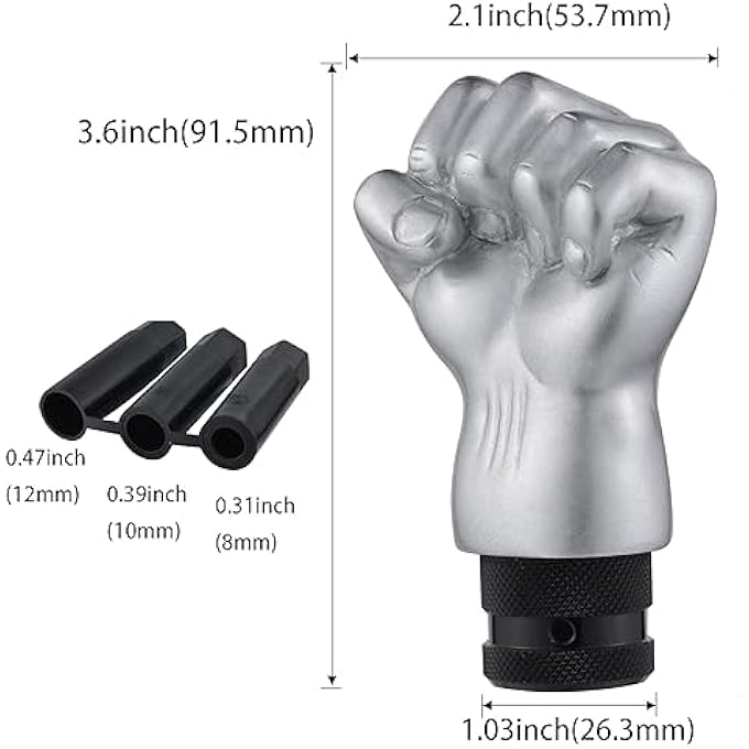 rayihni KASTWAVE Silver Fist Shift Knob for Cars  Trucks  Universal Gear Shifter Handle for Manual  Automatic Vehicles SUV and More - Image 4