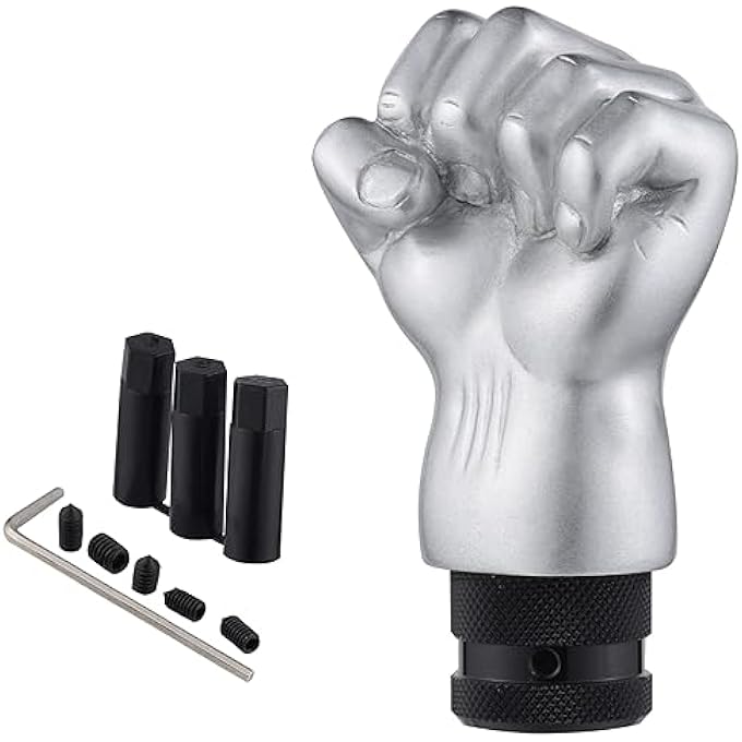 rayihni KASTWAVE Silver Fist Shift Knob for Cars  Trucks  Universal Gear Shifter Handle for Manual  Automatic Vehicles SUV and More - Image 2