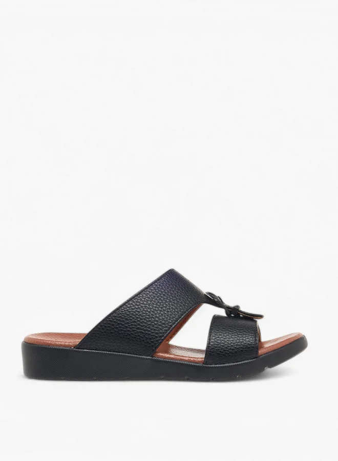 ال بي ال من شو اكسبرس Textured Slip-On Arabic Sandals with Buckle Accent