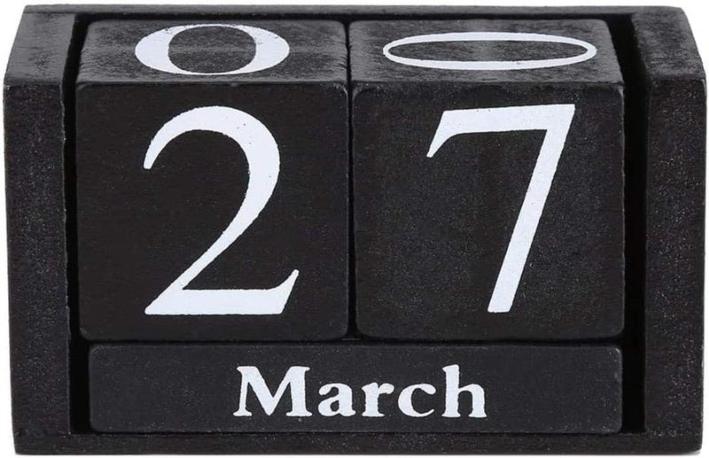 woobles Calendar Block, Vintage Wooden Block Calendar Desk Accessory, Rustic Wooden Cubes Calendar Home Office Decoration (3.7 * 2.04 * 1.61in) - Image 1
