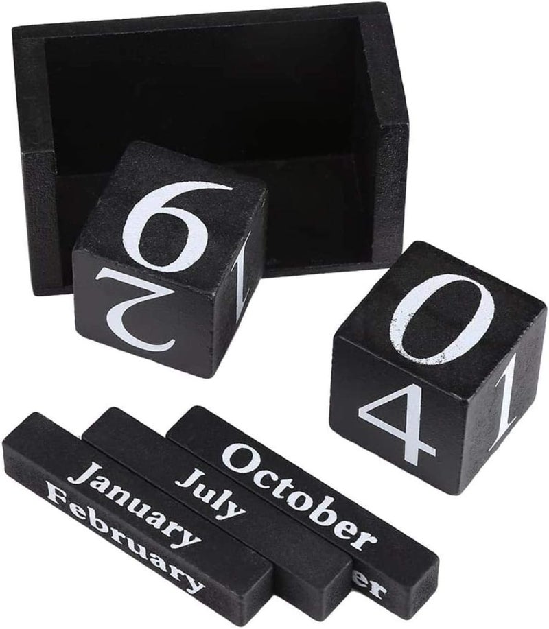 woobles Calendar Block, Vintage Wooden Block Calendar Desk Accessory, Rustic Wooden Cubes Calendar Home Office Decoration (3.7 * 2.04 * 1.61in) - Image 4
