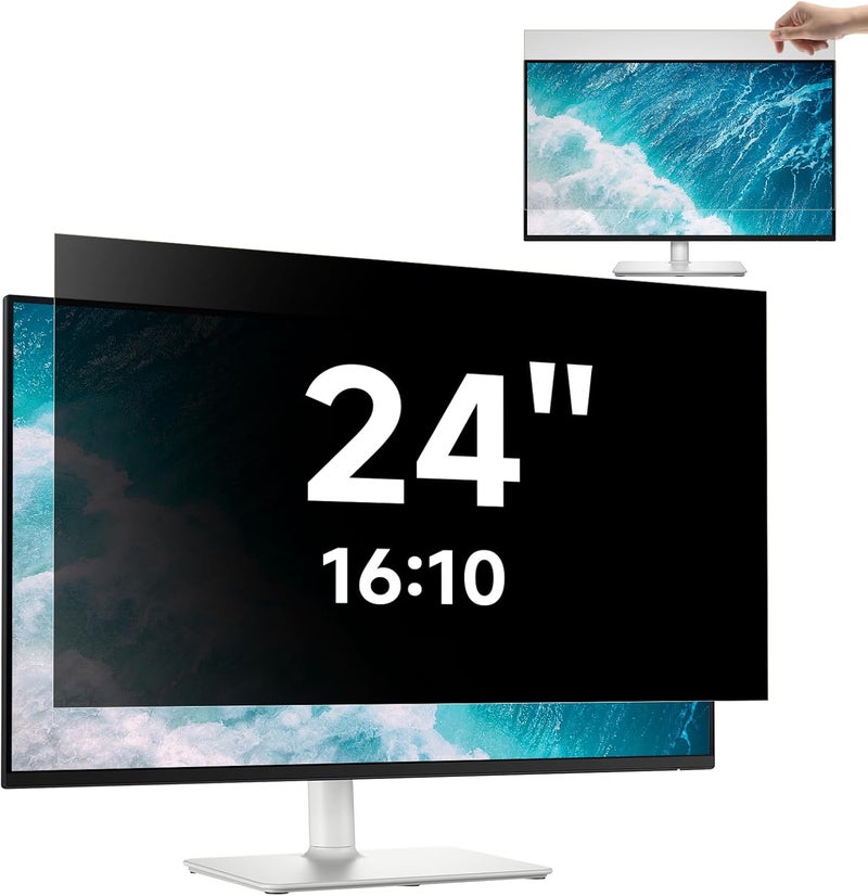 Mamol 24 Inch Monitor Privacy Filter Anti-Blue Light Filter Removable Privacy Screen Anti Blue Light Anti-Glare Screen Protector for 24 Inch 16:10 Privacy Screen Protector - Image 1
