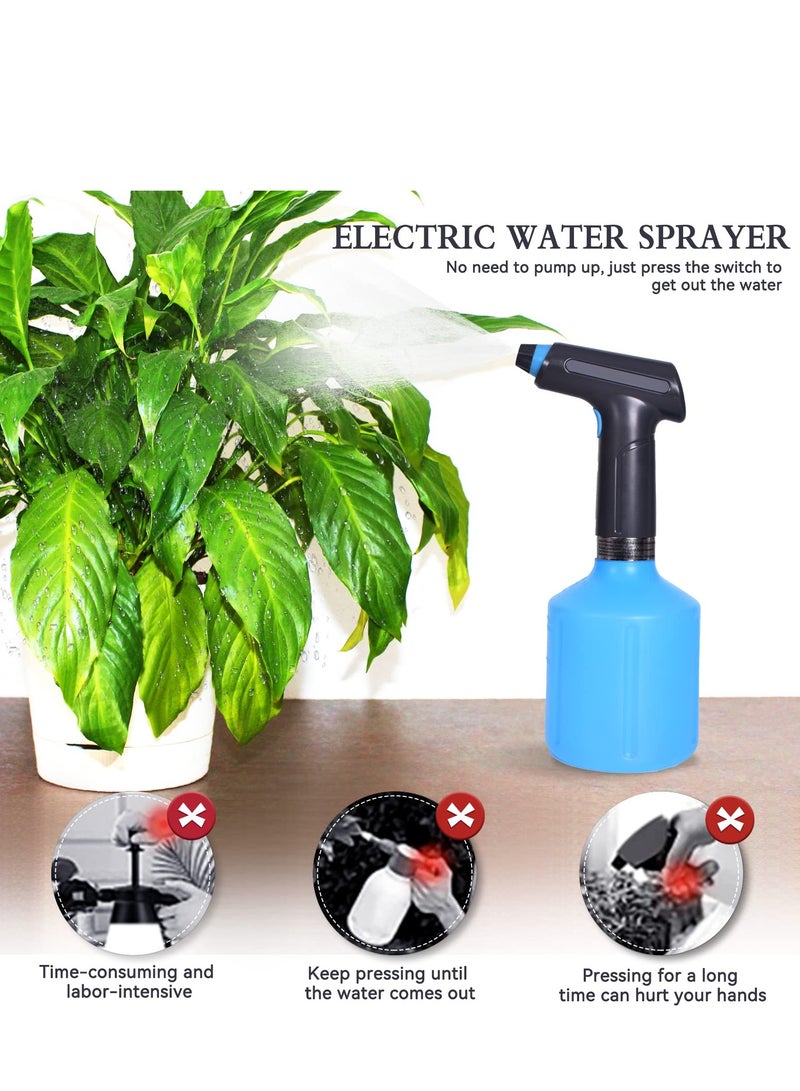 SYOSI Electric Spray Bottle Watering Can for Indoor Outdoor Plants, Automatic Mister Garden Sprayer with Adjustable Spout, Atomizer Water Can for Hair, House Flower, Home Cleaning (1L Blue) - Image 4