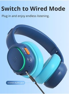 Tronsmart Tronsmart KH03 Kids Noise Cancelling Bluetooth Headphones, Safe Volume Control, Wireless Headphones with Light & Microphone, 70H Playtime, Built-in Audio Cable, for School/Travel/Airplane(Blue)  - Image 3