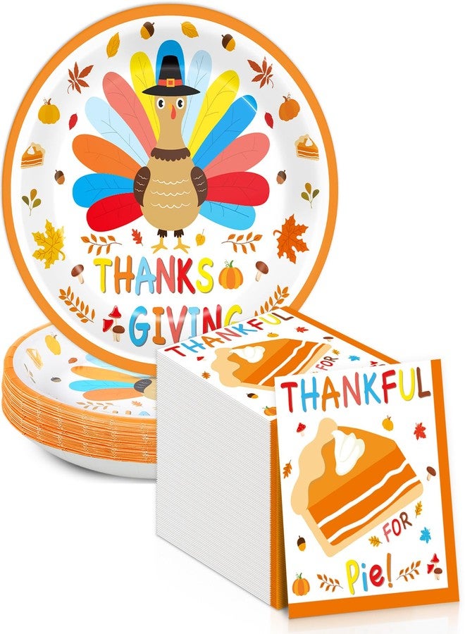 Oitnlaughter 50Pcs Thanksgiving Paper Oval Plates Large 11inch Turkey Plates and Napkins for Fall Party Decorations Disposable Give Thanks Dish Tray Platters for Thanksgiving Autumn Harvest Party Supplies - Image 1