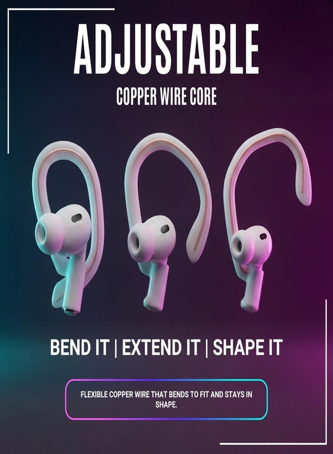 WC خطافات WC HookZ Pro - خطافات أذن قابلة للتعديل متوافقة مع سماعات Apple AirPods Pro (الجيل الأول والثاني والثالث) من Wicked Cushions | قلب مرن لملاءمة مخصصة، آمنة ومريحة | أبيض - Image 2
