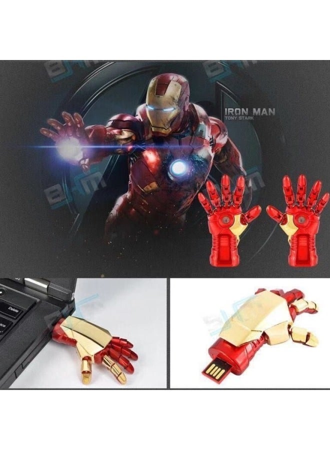 Loquat Marvel Cartoon Personalized Creative USB Flash Drive Iron Man Thor Hammer Reactor High Speed 32g Cool Luminous USB Flash Disk 16-Color:Golden Iron Man Head-Capacity:32GB  - Image 5