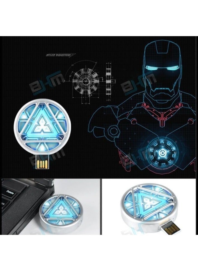 Loquat Marvel Cartoon Personalized Creative USB Flash Drive Iron Man Thor Hammer Reactor High Speed 32g Cool Luminous USB Flash Disk 16-Color:Golden Iron Man Head-Capacity:32GB  - Image 3