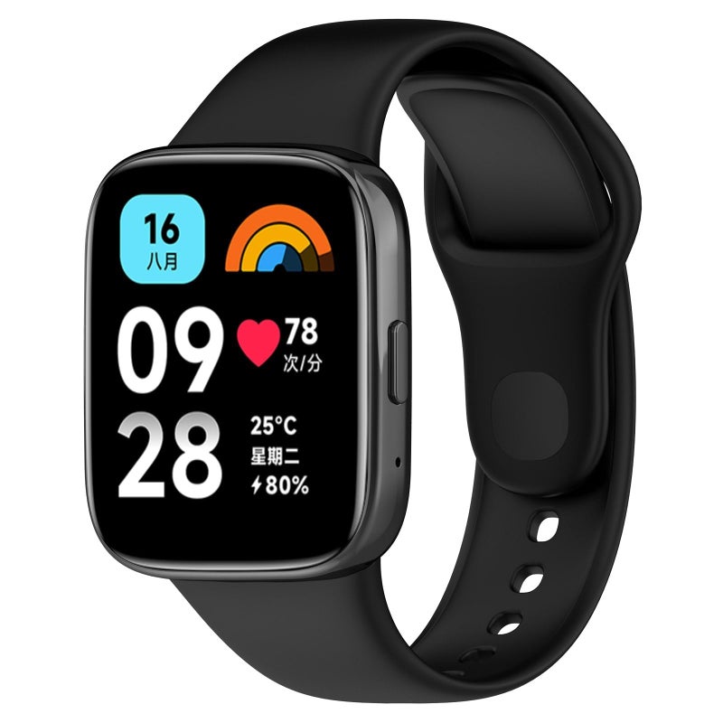 SKEIDO Soft Silicone Strap Compatible with Redmi Watch 3 Lite/3 Active, Durable Black Smartwatch Replacement Band - Image 2