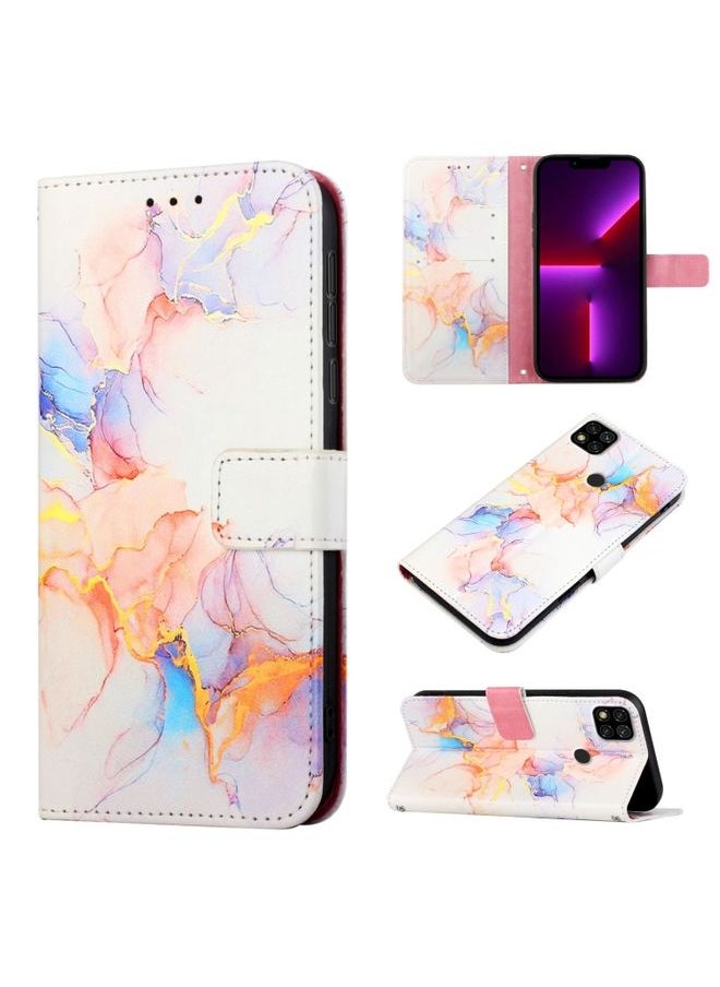 HuHa Case Cover For Xiaomi Poco C3 / Redmi 9 India / Redmi 9C / Redmi 9C NFC PT003 Marble Pattern Flip Leather Phone Case Galaxy Marble White LS004 