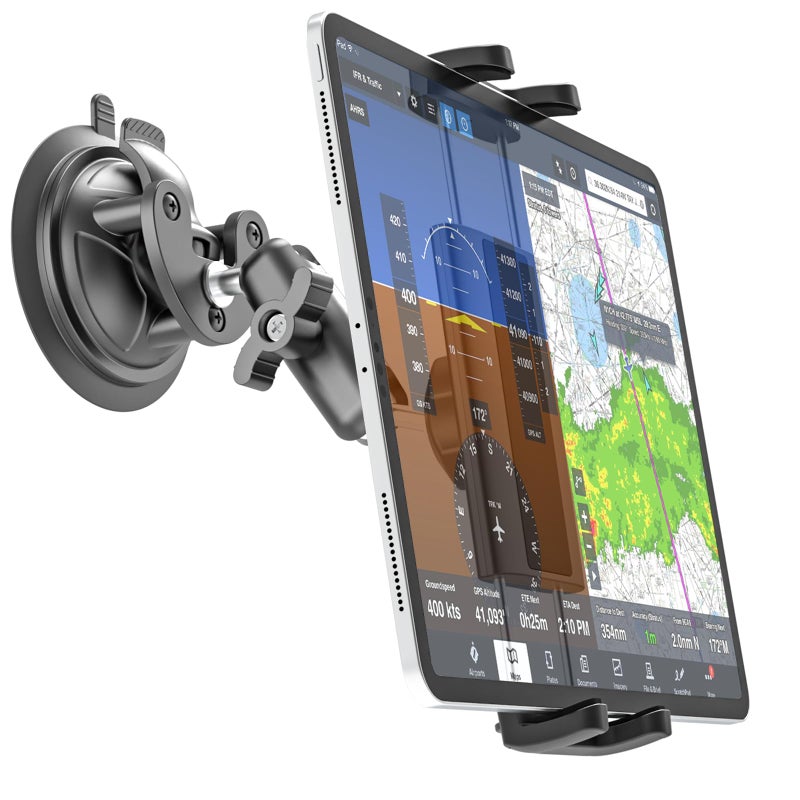 Charchendo Heavy Duty Metal ProAviator Suction Cup Mount [Super Suction Cup], 360Â° Adjustable Metal Arm Tablet Holder for Pilots, General Aviation, Fit for 4-13'' iPad Pro/Air/Mini, iPhone, Galaxy - Image 1