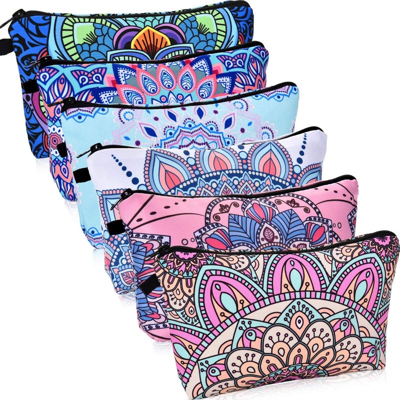 Chuangdi Chuangdi 6 Pieces Makeup Bag Toiletry Pouch Waterproof Cosmetic Bag with Zipper Travel Packing Pouch 8.7 x 5.3 Inch Small Cosmetic Organizer Accessory for Women and Men(Multicolor Style)