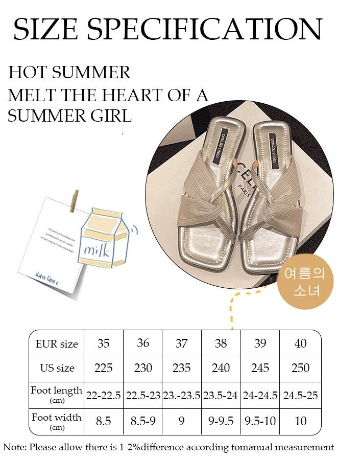 DUNISO Women's Slip On Flat Sandals Square Open Toe Slide Sandals Comfortable Women Slippers Nonslip Backless Beach Slip for Indoor and Outdoor - Image 4