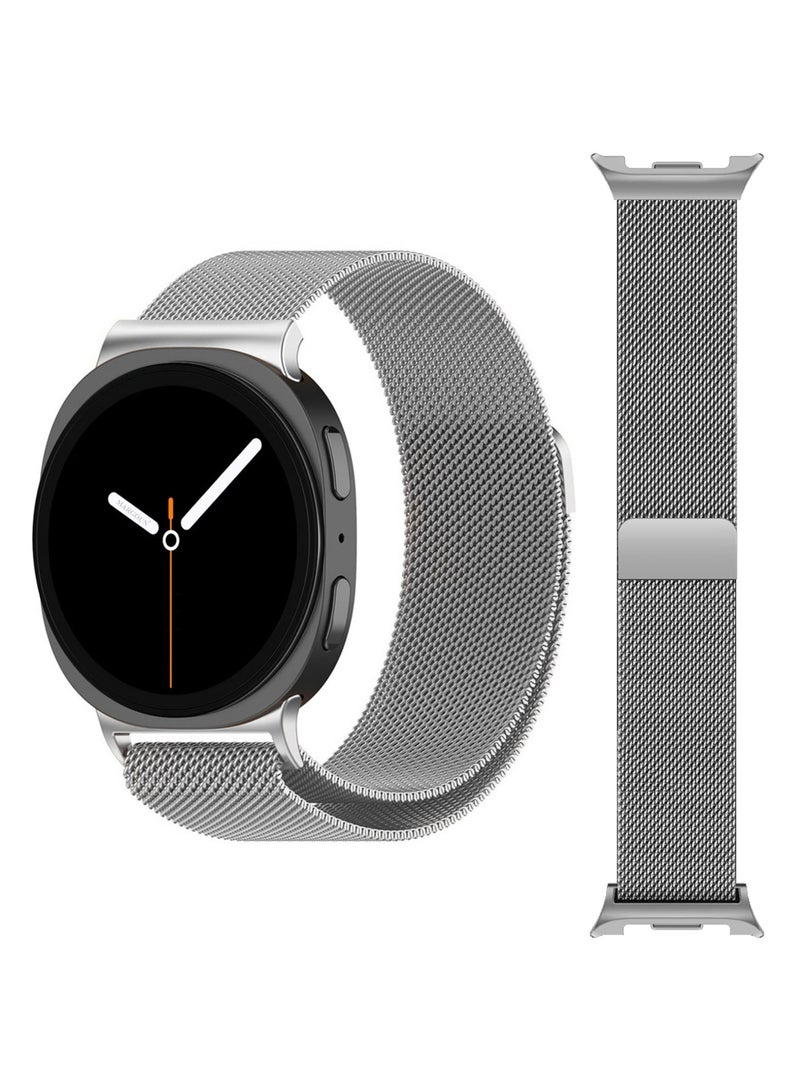 Milanese Metal Band for Samsung Galaxy Watch 8 Band 40mm 44mm/8 Classic 46mm, Mesh Magnetic Stainless Steel Loop Strap - Silver - Image 4
