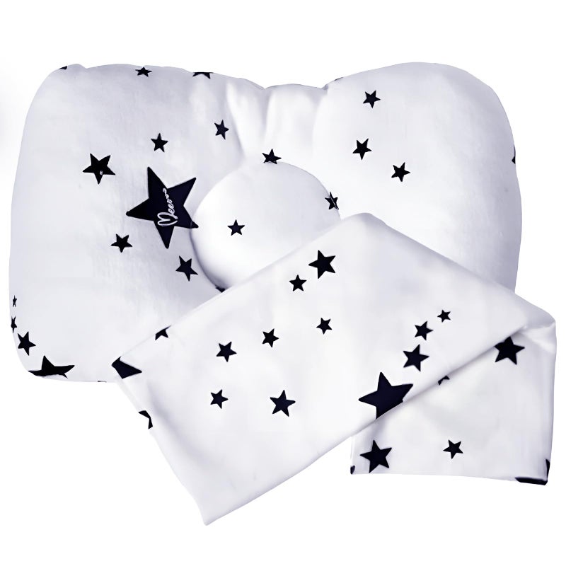 a baby cherry Baby Pillow - Organic Cotton Head Support Baby Pillows for New Born Baby (0M to 3 Yr) - Unisex | Washable | Pillow Cover Included - Image 1