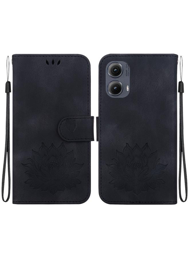 اس-توب جراب لهاتف موتورولا إيدج 2024، جراب هاتف من الجلد المنقوش بنقشة لوتس - Image 1