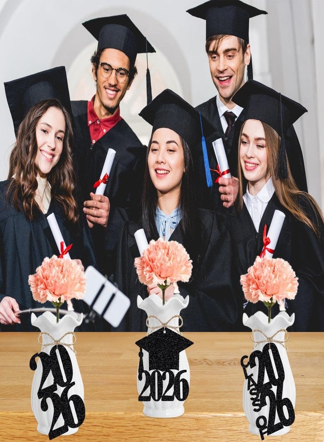 لي سكاي ٢٤ قطعة من ملصقات التخرج السوداء اللامعة لعام ٢٠٢٦، ملصقات تخرج دفعة ٢٠٢٦، ملصقات تخرج لعام ٢٠٢٦ لتزيين طاولة حفلة التخرج باللون الأسود - Image 3